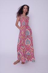 Thistle Gaya Dress in Jupiter Print Pink Maxi Dress