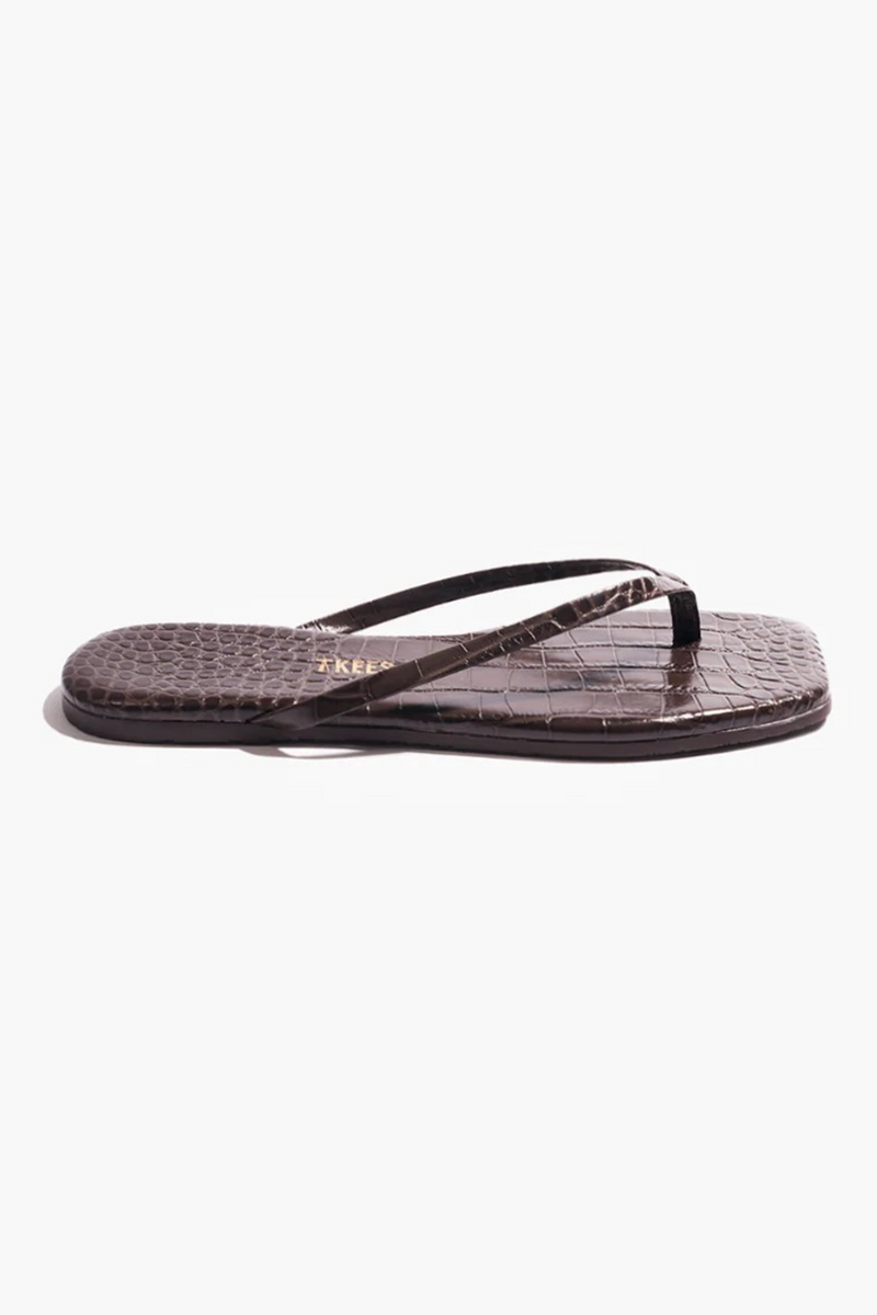 Snow Square Toe Lily Croc | Carob Flip Flop