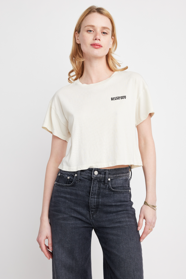 Antique White Drew Crop T-Shirt in Sauvignon/Crema T Shirt