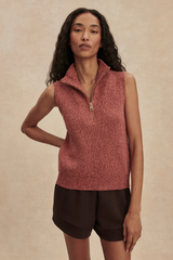 Gray Amina Half-Zip Knit Sweater Vest