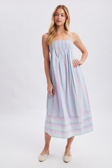 Lavender Sea Glass Multi Stripe Midi Dress in Mint/Sky Midi Dress