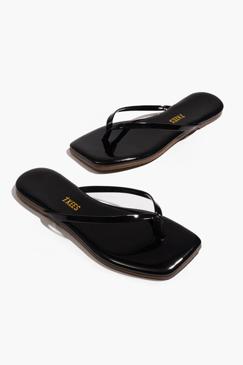 Black Square Toe Lily | Licorice Flip Flop