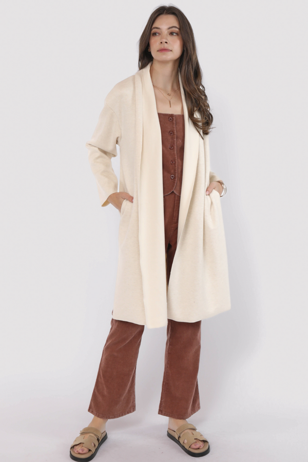 Light Gray Alessia Shawl Collar Open Coat Coat