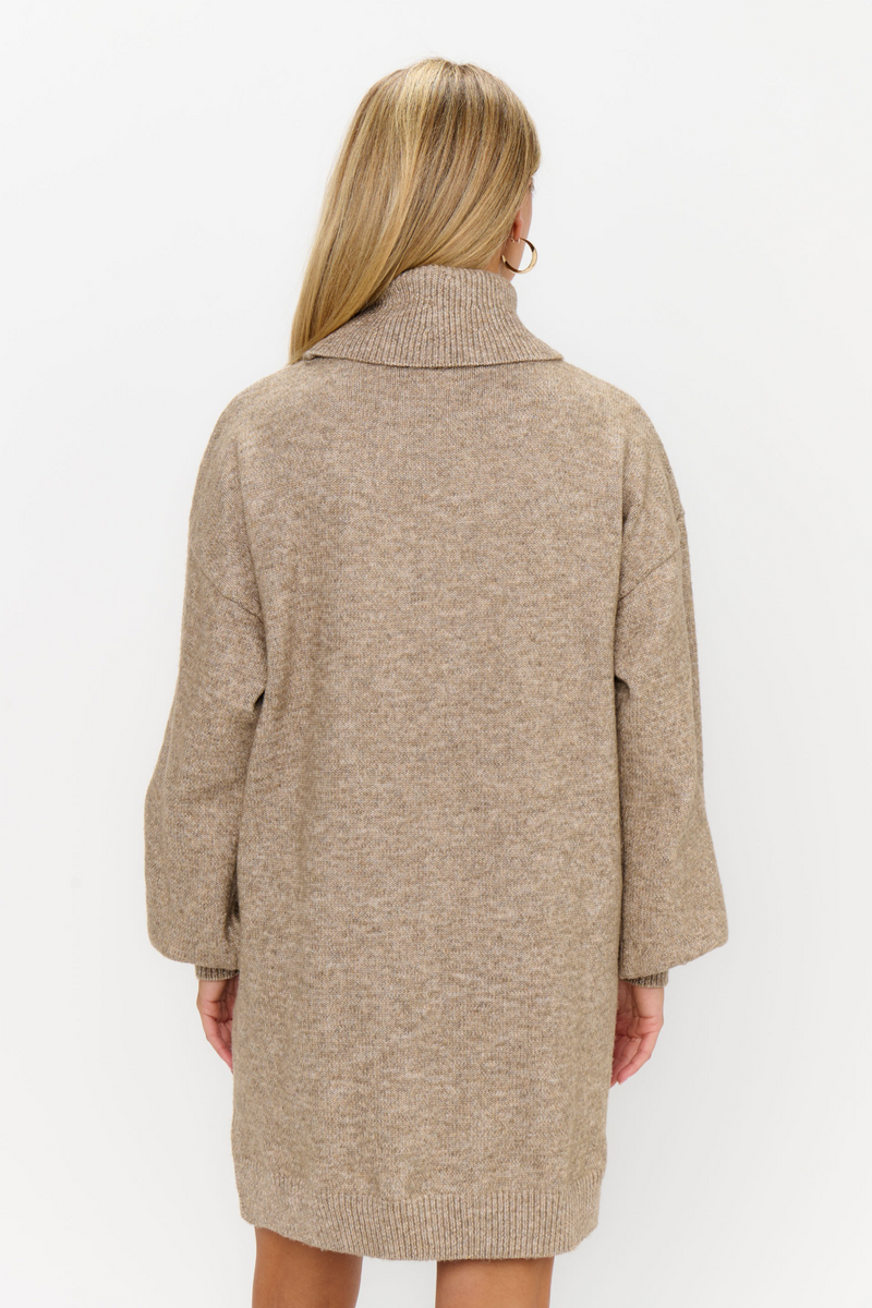 Light Gray Chester Sweater Dress Mini Dress