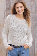 Gray Maura Cropped Marled Chunky Top Sweater