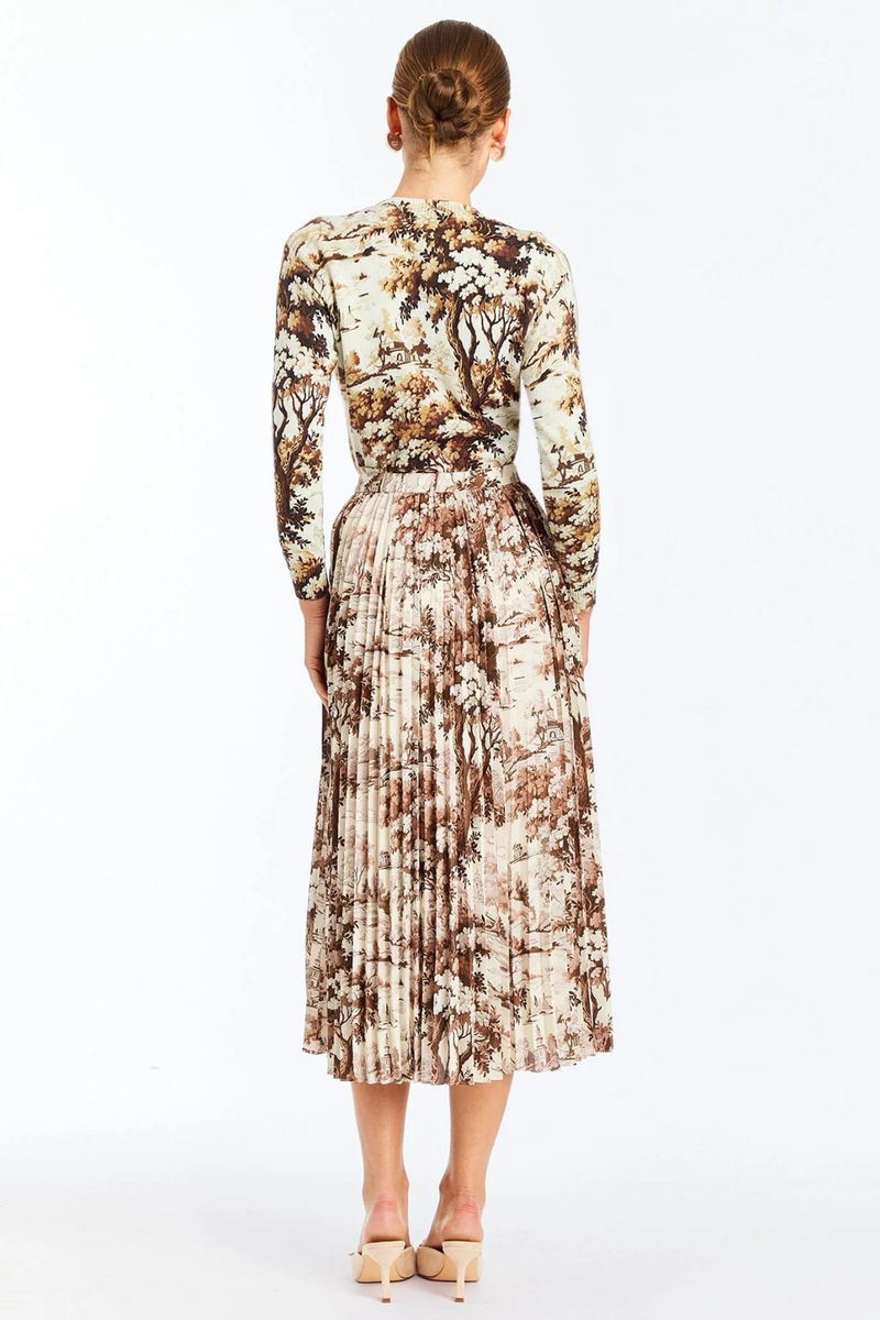 White Smoke Daniella Midi Skirt in Chestnut Toile Midi Skirt