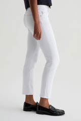 Light Gray Mari Cropped Mid-Rise Slim Straight | Gallery White Jeans