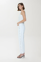 Light Gray Lexi Mid Rise Bowed Straight Jean | Vivid White Jeans