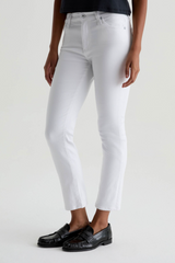 Light Gray Mari Cropped Mid-Rise Slim Straight | Gallery White Jeans