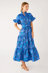Lavender Sadie Maxi Dress Blue Floral Silhouette Jacquard Maxi Dress