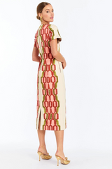 White Smoke Hampton Convertible Midi in Deco Quatrefoil Midi Dress