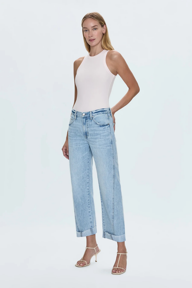 Lavender Kacey Mid Rise Cuffed Straight Jean | Berkeley Jeans