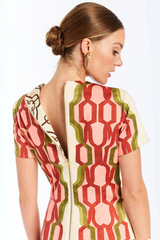 Bisque Hampton Convertible Midi in Deco Quatrefoil Midi Dress