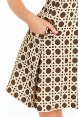 Dark Olive Green Tianna Mini Dress in Solihiya Brown/ Ivory Mini Dress