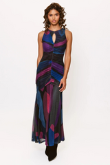 Dark Slate Gray Julia Dress in Black Multi Mid Century Kaleidoscopes Maxi Dress