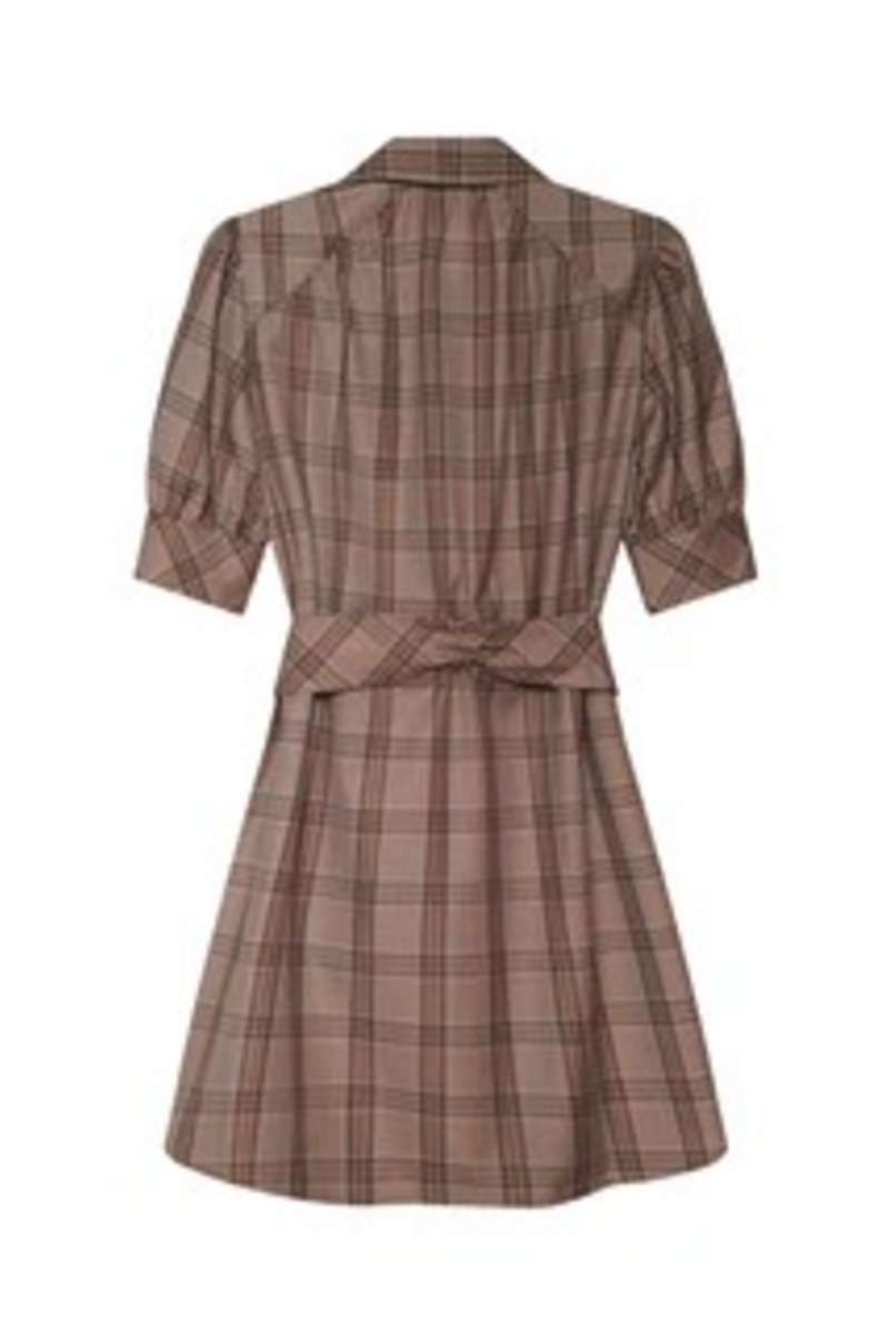 Dim Gray Kambry Dress in Mocha Plaid Mini Dress