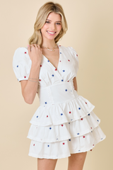 Tan Lucky Star Ruffle Romper Romper