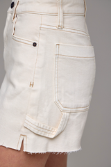Light Gray Ava High Rise A Line Short | Ecru Denim Shorts