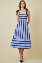 Tan Stripe Symphony Midi Dress Midi Dress