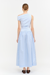 Light Gray Audrey Mixed Media Asymmetrical Midi Midi Dress