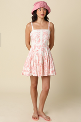 Light Gray Winston Floral Mini Dress in Natural Coral Mini Dress