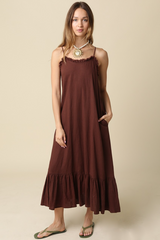 Light Gray Holly Ruffle Trim Sleeveless Maxi Dress Maxi Dress