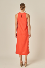 Gray Sleeveless Ric Rac Midi Dress Midi Dress