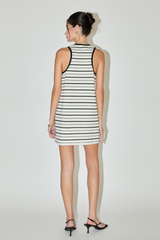 Light Gray Striped Mini Dress in White Black Combo Mini Dress