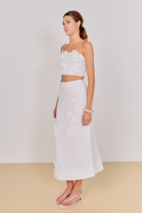 Light Gray Crochet Flower Bandeau Top Crop Top