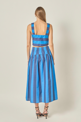 Light Gray Bold Stripe Midi Skirt Midi Skirt