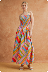 Tan Rainbow Rhythm Midi Dress Midi Dress