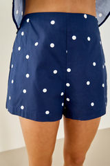 Polka Dot Mini Shorts in Navy/White