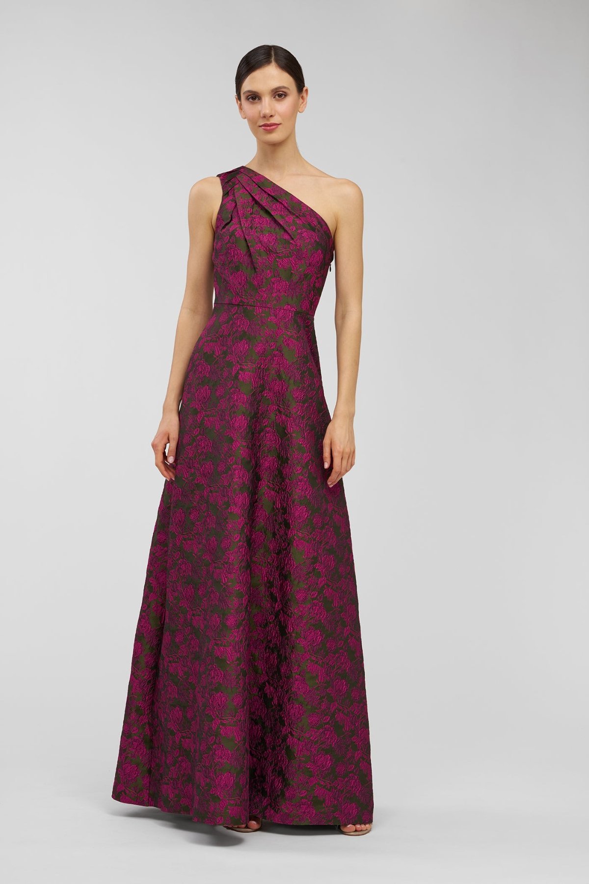 Ashley | One Shoulder Gown Wild Berry/Pesto / 4 Ashley | One Shoulder Gown Wild Berry/Pesto / 4