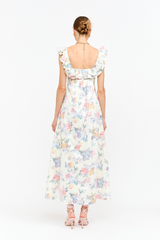 White Smoke Willow Floral Midi Dress Midi Dress
