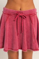 Maroon Toni Acid Wash Skort Skort