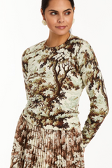 Dark Olive Green Phoebe Sweater in Chestnut Toile Sweater