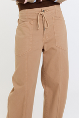 Rosy Brown Villa Drawstring Barrel | Latte Jeans