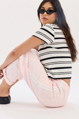 Lavender Villa Pink Drawstring Barrel Jean Jeans