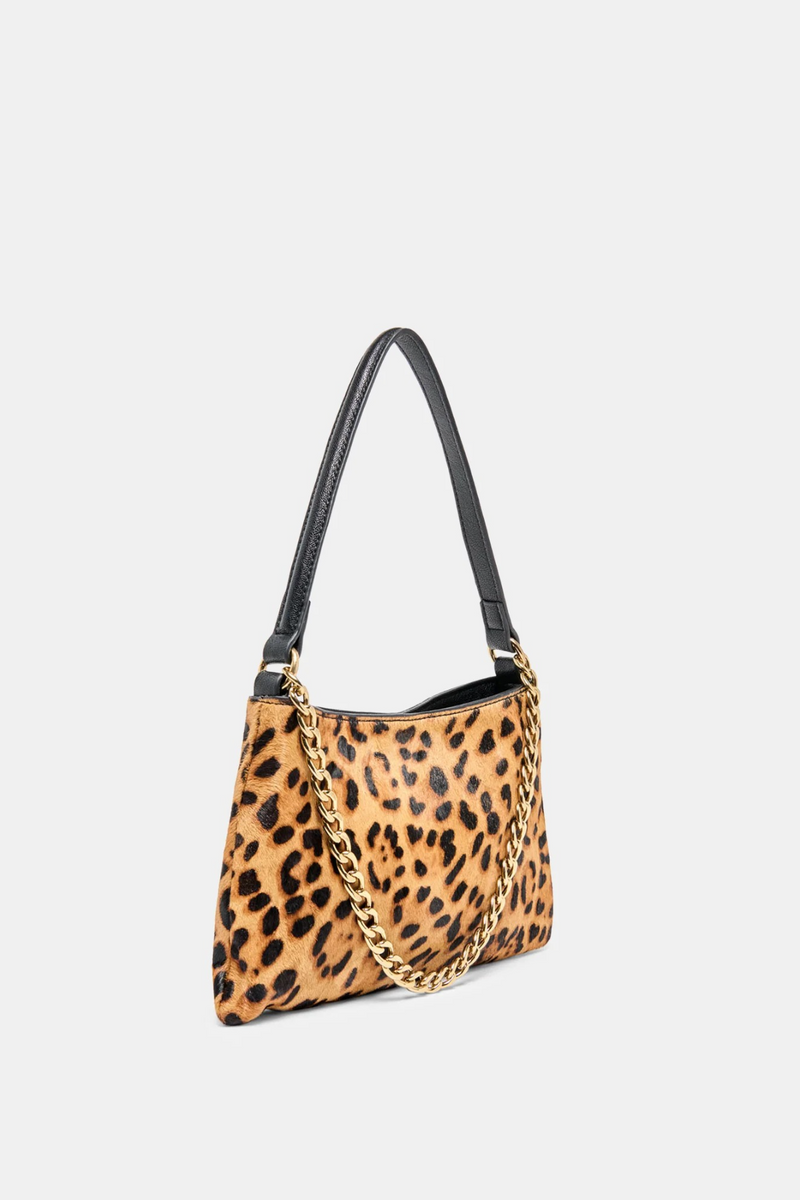 White Smoke Jagger Shoulder Bag in Leopard Calf Hair Handbags