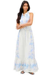 White Smoke Juniper Maxi Dress in Iris Watercolor Maxi Dress