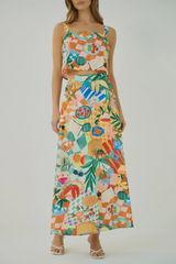 Gray Nemy Skirt in Multi Picnic Park Conversational Midi Skirt