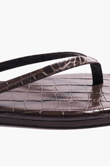 White Smoke Square Toe Lily Croc | Carob Flip Flop