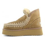 Rosy Brown Mini Eskimo Platform Mou | Crackled Old Beige Boots