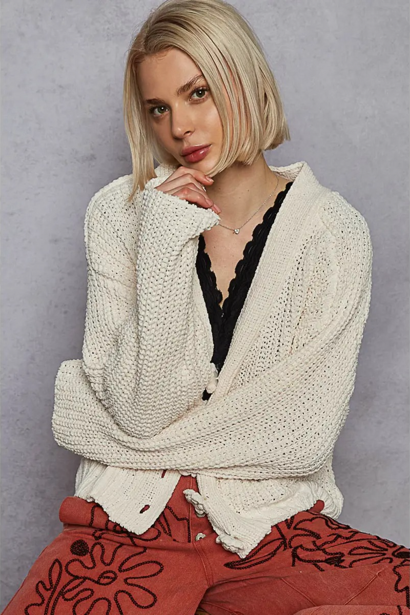 Dark Gray Baker Chenille Cardigan Cardigan