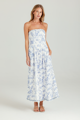 Light Gray Dune Dress in Azure Bloom Pri Maxi Dress