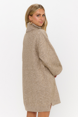 Beige Chester Sweater Dress Mini Dress