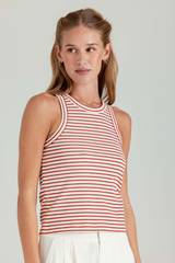 Tan Stripe Tina Tank in Regatta Stripe Tank Top
