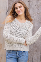 Dark Gray Maura Cropped Marled Chunky Top Sweater