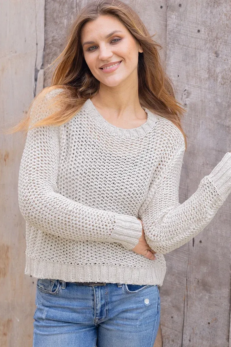 Dark Gray Maura Cropped Marled Chunky Top Sweater