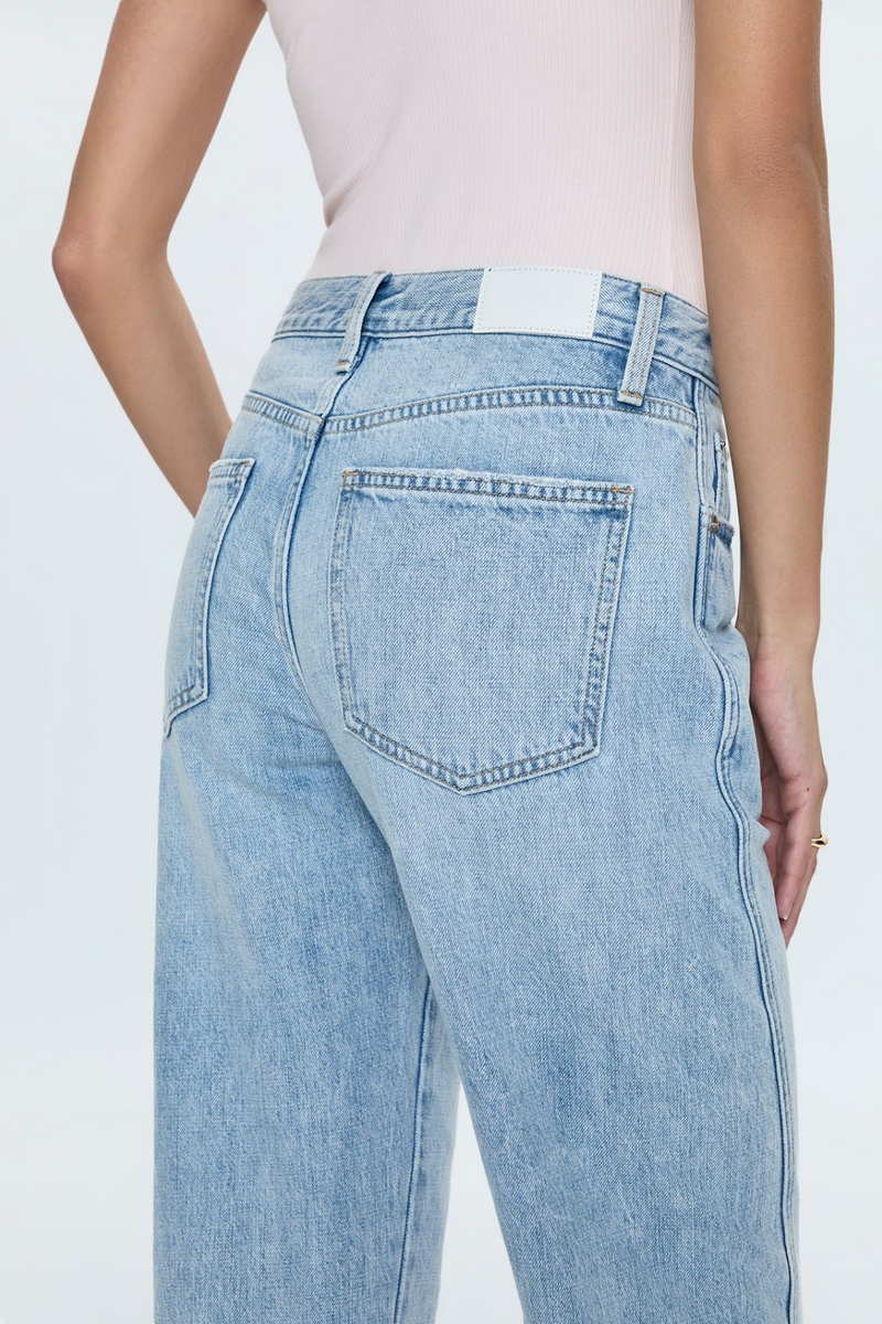 Light Gray Kacey Mid Rise Cuffed Straight Jean | Berkeley Jeans